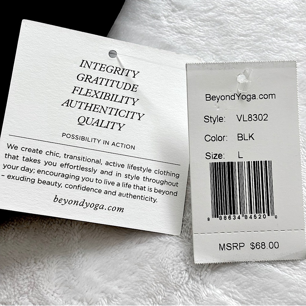 BEYOND YOGA Black Long Line Velvet Motion Bralette--NWT--L - Picture 13 of 16